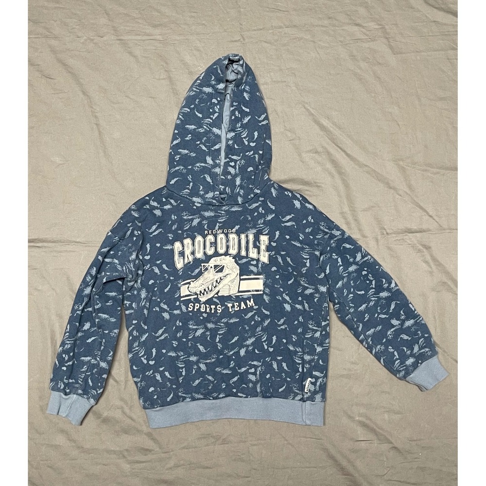 Redwood Crocodile Sports Team Blue Graphic Hoodie Boys Size 8 Sweatshirt